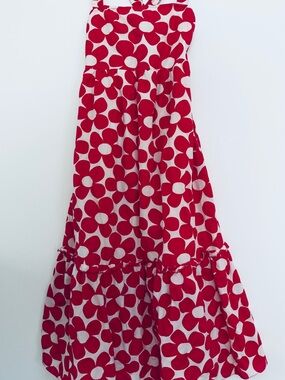 Jacqui E Red and White Floral Maxi Dress